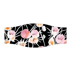 Boho Black Pink Flowers Watercolor Vi Stretchable Headband by GardenOfOphir