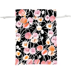 Boho Black Pink Flowers Watercolor Vi Lightweight Drawstring Pouch (xl) by GardenOfOphir