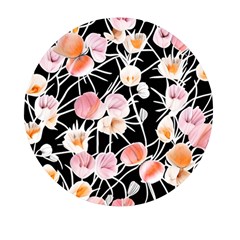 Boho Black Pink Flowers Watercolor Vi Mini Round Pill Box (pack Of 3) by GardenOfOphir