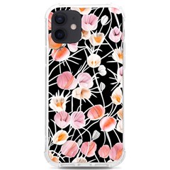 Boho Black Pink Flowers Watercolor Vi Iphone 12/12 Pro Tpu Uv Print Case by GardenOfOphir