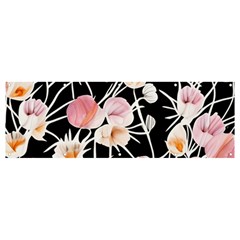 Boho Black Pink Flowers Watercolor Vi Banner And Sign 12  X 4  by GardenOfOphir