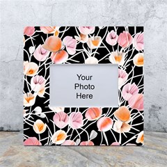 Boho Black Pink Flowers Watercolor Vi White Box Photo Frame 4  X 6  by GardenOfOphir