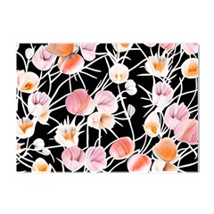 Boho Black Pink Flowers Watercolor Vi Crystal Sticker (a4) by GardenOfOphir