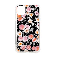 Boho Black Pink Flowers Watercolor Vi Iphone 11 Tpu Uv Print Case by GardenOfOphir