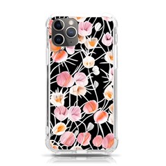 Boho Black Pink Flowers Watercolor Vi Iphone 11 Pro 5 8 Inch Tpu Uv Print Case by GardenOfOphir