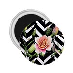 Black Chevron Peach Lilies 2.25  Magnets Front