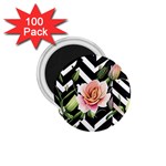 Black Chevron Peach Lilies 1.75  Magnets (100 pack)  Front