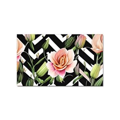 Black Chevron Peach Lilies Sticker (rectangular) by GardenOfOphir