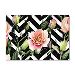 Black Chevron Peach Lilies Sticker A4 (100 Pack) by GardenOfOphir