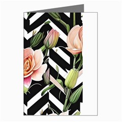 Black Chevron Peach Lilies Greeting Cards (pkg Of 8) by GardenOfOphir