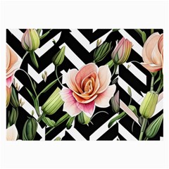 Black Chevron Peach Lilies Large Glasses Cloth by GardenOfOphir