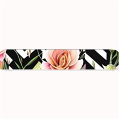 Black Chevron Peach Lilies Small Bar Mat by GardenOfOphir