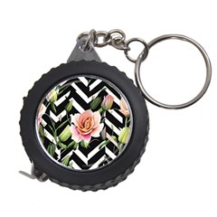 Black Chevron Peach Lilies Measuring Tape by GardenOfOphir