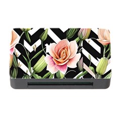 Black Chevron Peach Lilies Memory Card Reader With Cf