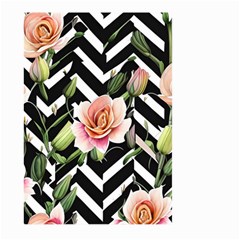 Black Chevron Peach Lilies Large Garden Flag (two Sides) by GardenOfOphir