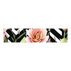 Black Chevron Peach Lilies Velvet Scrunchie by GardenOfOphir