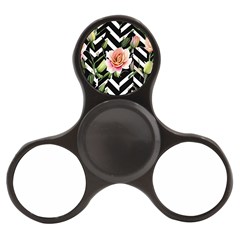 Black Chevron Peach Lilies Finger Spinner by GardenOfOphir