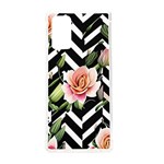 Black Chevron Peach Lilies Samsung Galaxy Note 20 TPU UV Case Front