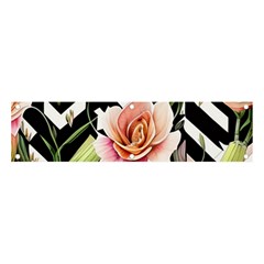 Black Chevron Peach Lilies Banner And Sign 4  X 1  by GardenOfOphir