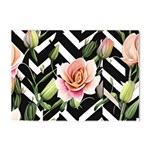 Black Chevron Peach Lilies Crystal Sticker (A4) Front