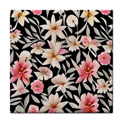 Botanical Flowers Tile Coaster by GardenOfOphir