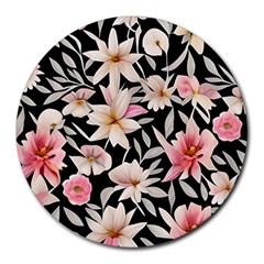 Botanical Flowers Round Mousepad by GardenOfOphir