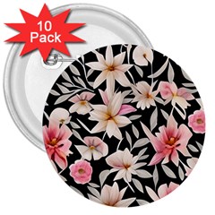 Botanical Flowers 3  Buttons (10 Pack)  by GardenOfOphir