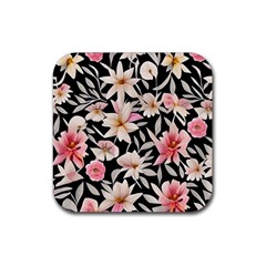 Botanical Flowers Rubber Coaster (square) by GardenOfOphir