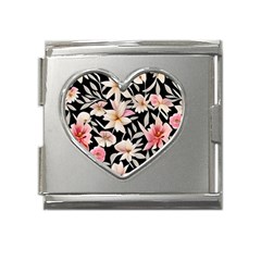 Botanical Flowers Mega Link Heart Italian Charm (18mm) by GardenOfOphir