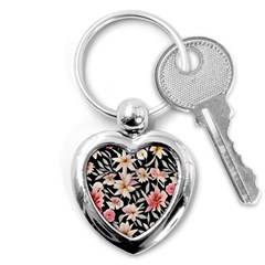 Botanical Flowers Key Chain (heart) by GardenOfOphir