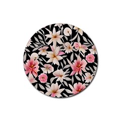 Botanical Flowers Rubber Coaster (round) by GardenOfOphir