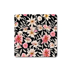 Botanical Flowers Square Magnet by GardenOfOphir