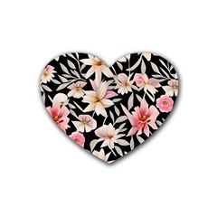 Botanical Flowers Rubber Heart Coaster (4 Pack) by GardenOfOphir