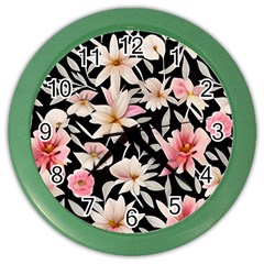 Botanical Flowers Color Wall Clock by GardenOfOphir