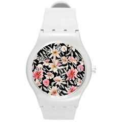 Botanical Flowers Round Plastic Sport Watch (m) by GardenOfOphir