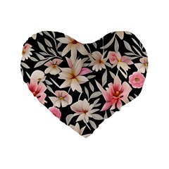 Botanical Flowers Standard 16  Premium Heart Shape Cushions by GardenOfOphir