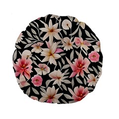 Botanical Flowers Standard 15  Premium Flano Round Cushions by GardenOfOphir