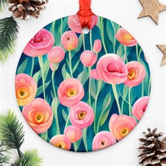 Blush Watercolor Flowers Ornament (round) by GardenOfOphir