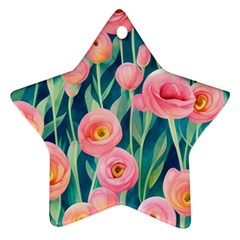 Blush Watercolor Flowers Ornament (star) by GardenOfOphir