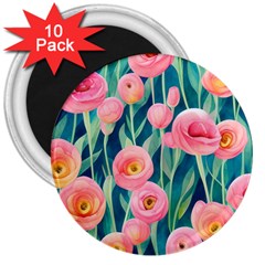 Blush Watercolor Flowers 3  Magnets (10 Pack)  by GardenOfOphir