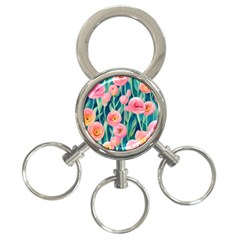 Blush Watercolor Flowers 3-ring Key Chain by GardenOfOphir