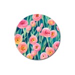 Blush Watercolor Flowers Magnet 3  (Round) Front