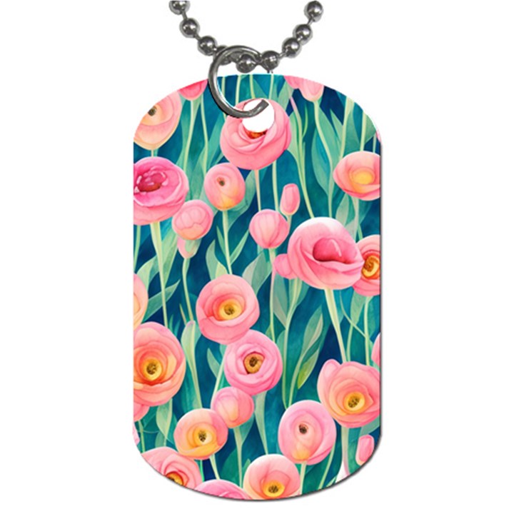 Blush Watercolor Flowers Dog Tag (One Side)