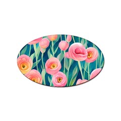 Blush Watercolor Flowers Sticker Oval (10 Pack) by GardenOfOphir