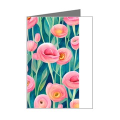 Blush Watercolor Flowers Mini Greeting Card by GardenOfOphir