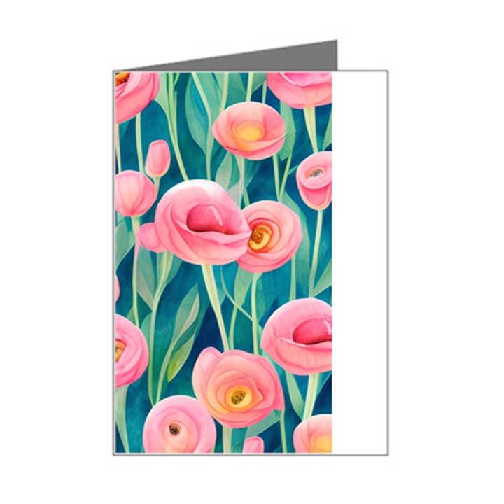 Blush Watercolor Flowers Mini Greeting Card