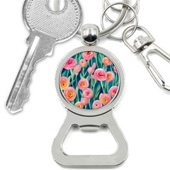 Blush Watercolor Flowers Bottle Opener Key Chain by GardenOfOphir