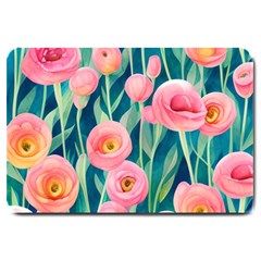 Blush Watercolor Flowers Large Doormat by GardenOfOphir