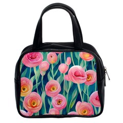 Blush Watercolor Flowers Classic Handbag (two Sides) by GardenOfOphir