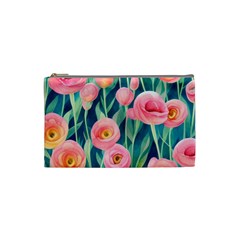 Blush Watercolor Flowers Cosmetic Bag (small) by GardenOfOphir